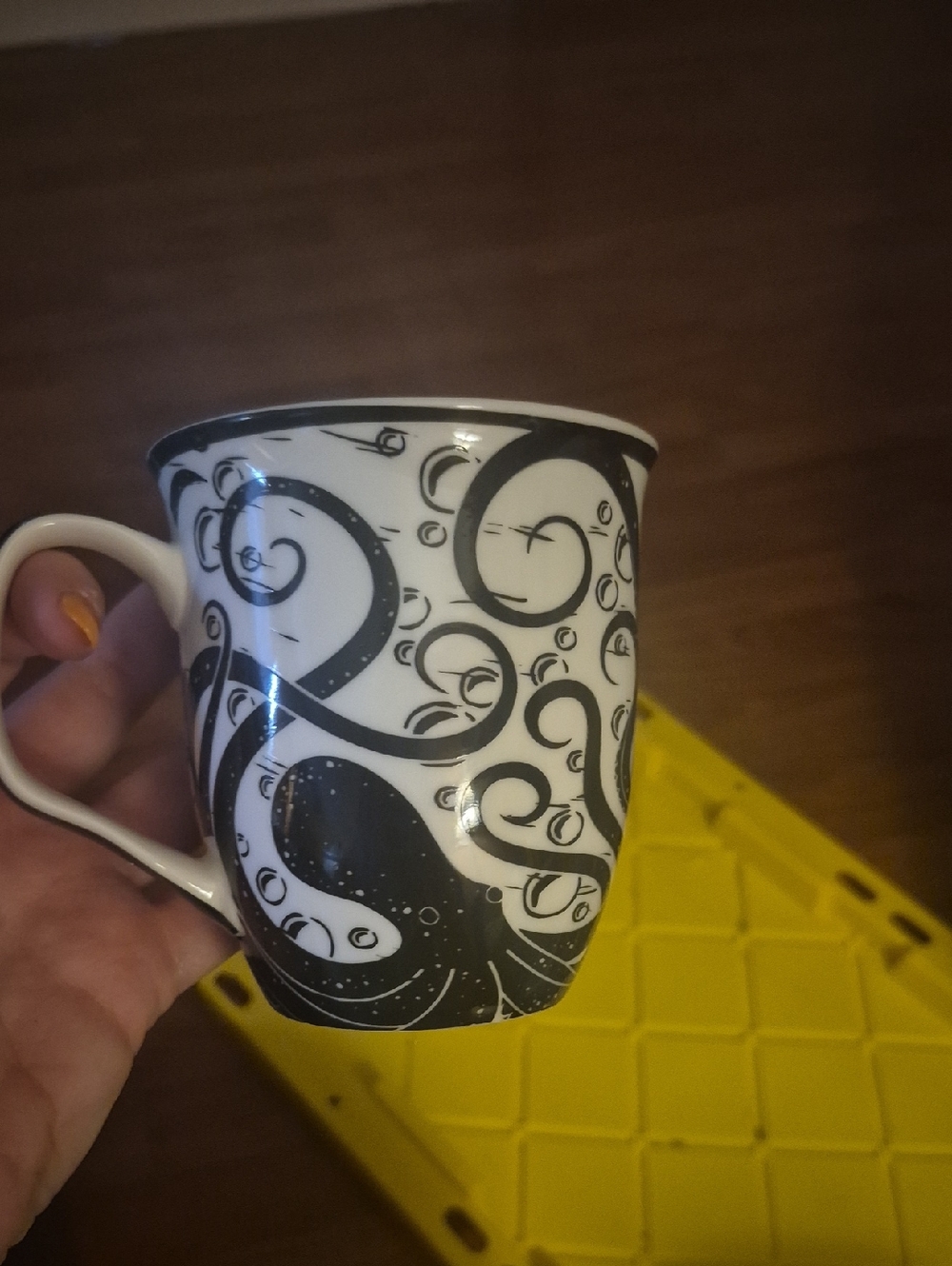 3Karma Black and White Octopus Ceramic Mug with Handle
